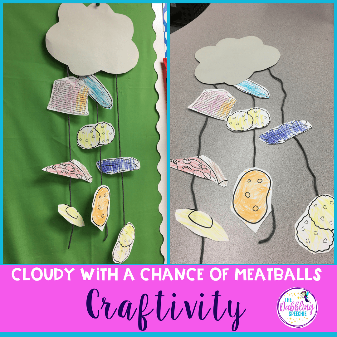 Have fun with this craftivity that pairs well with the Cloudy With A Chance of Meatballs in speech therapy!